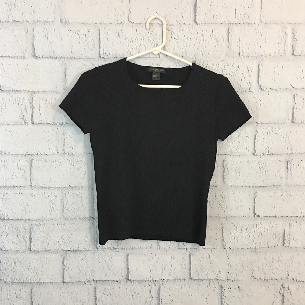 Black Short Sleeve August Silk Sweater